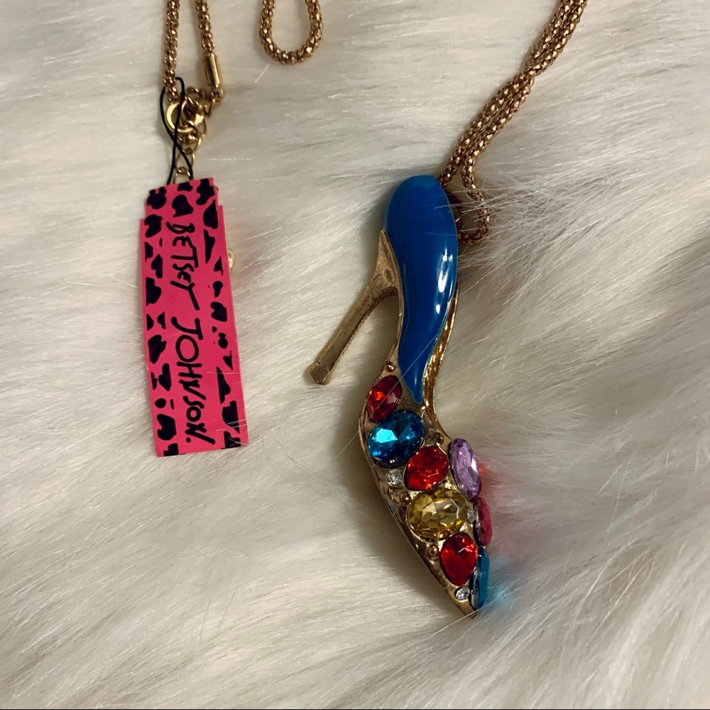 Betsey Johnson | NWT Cobalt Blue Jeweled High Heel Necklace